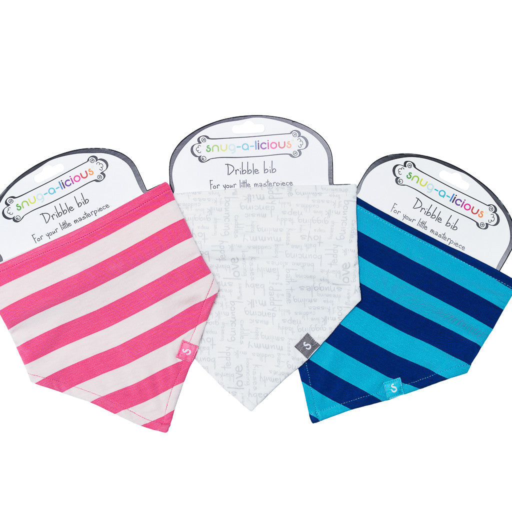 Bamboo baby dribble bib - Blue stripe - SNUGALICIOUS BAMBOO